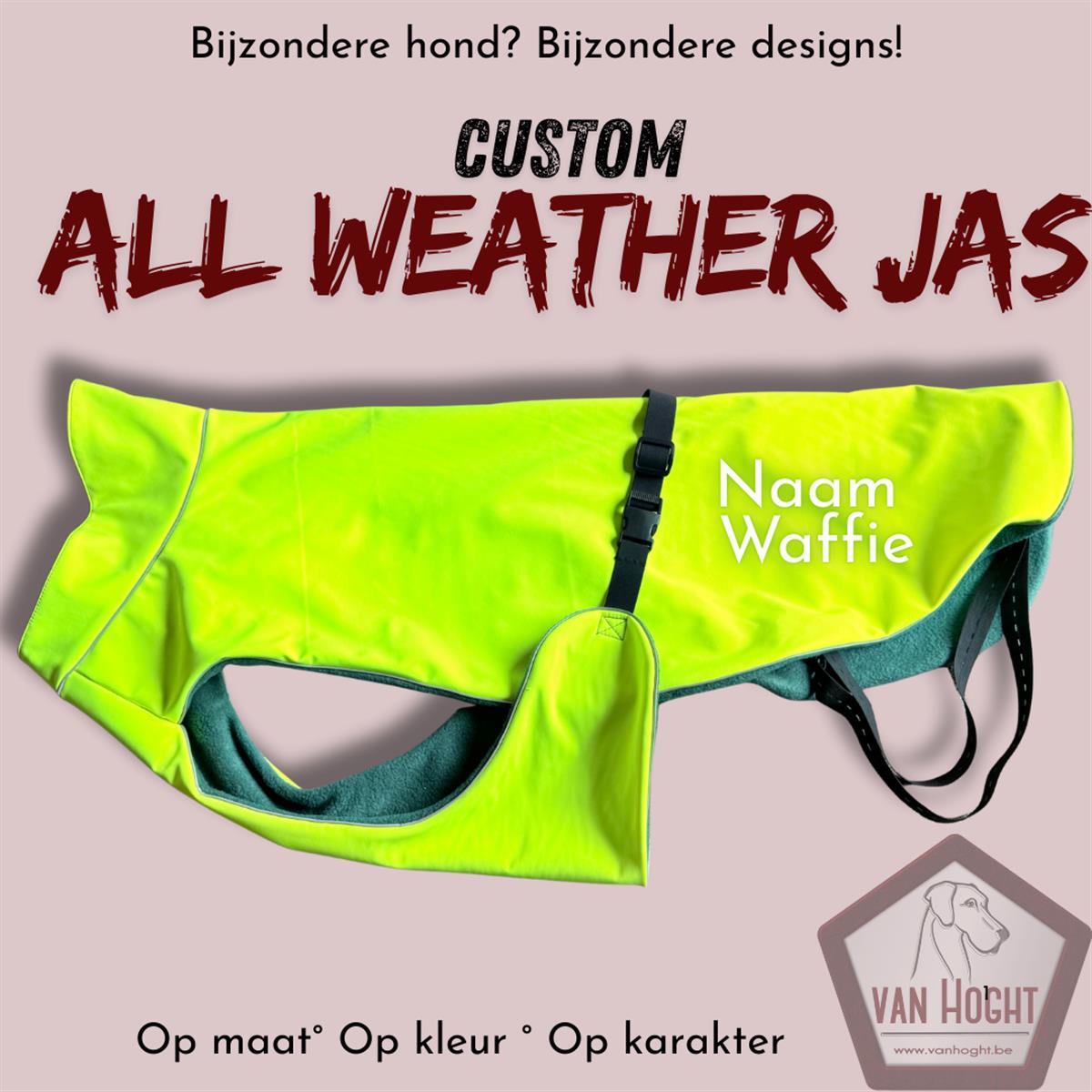 Custom All weather jas - 90 cm geel/groen
